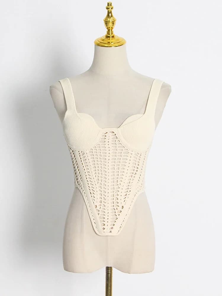 TARUXY-Corset en arête de poisson pour femme, crocheté à la taille, haut court en Y, glacé, sexy, fi