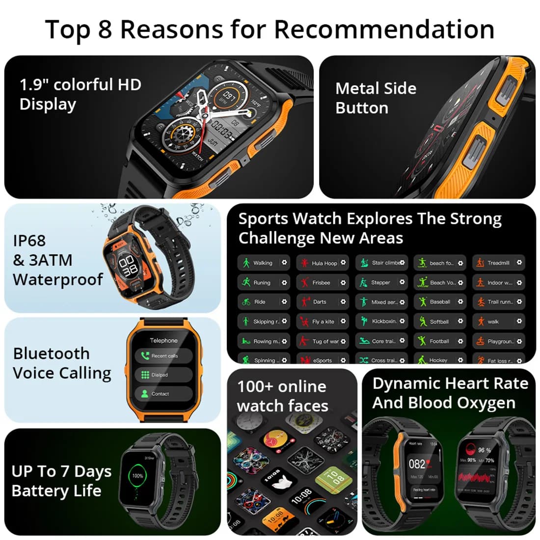 COLMI P73 1.9 "montre militaire extérieure Smartwatch hommes Bluetooth appel montre intelligente 3AT