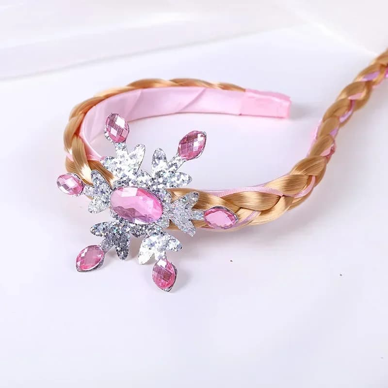 Perruque la reine des neiges tressée princesse bandeau fille Elsa flocon de neige bleu rose bandeau 