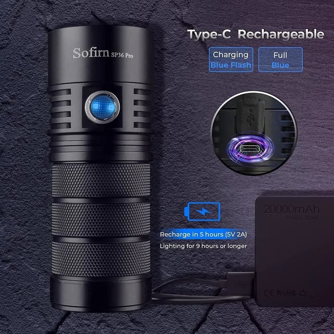 Sofirn-Lampe de Poche LED éventuelles 36 Pro 8000strada, 4 x SST40 USB C, Torche Rechargeable 18650