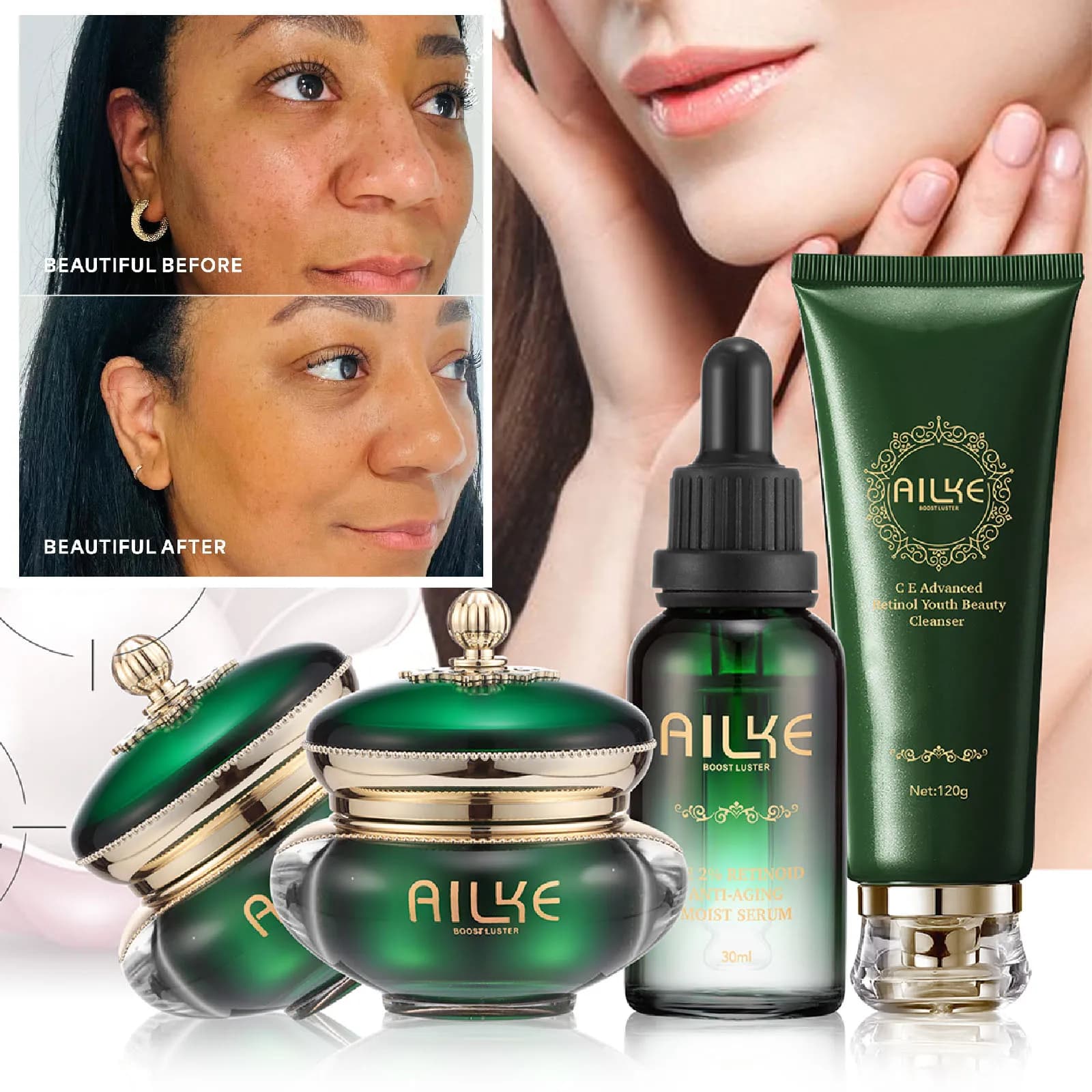 AILKE crème pour le visage anti-taches foncées, avec rétinol, vitamine C, réduit les taches de rouss