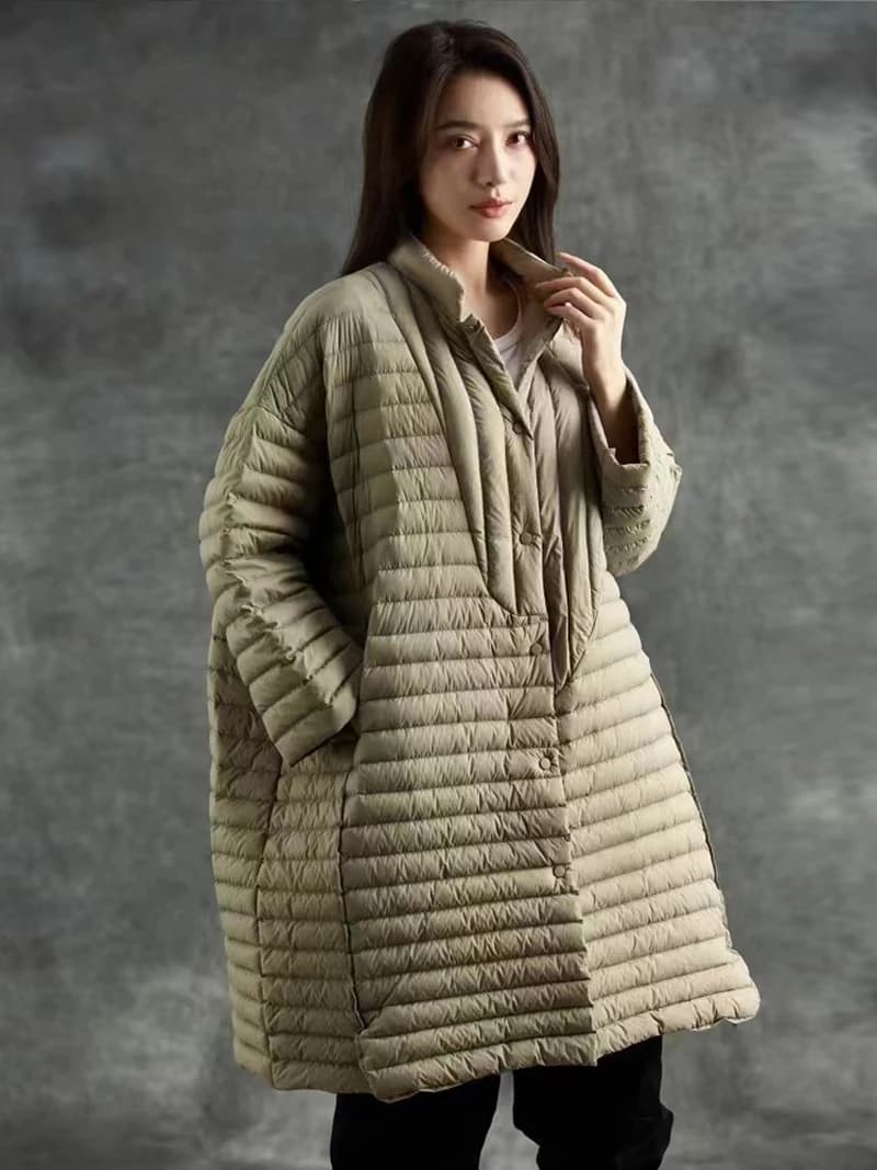 Doudoune longue légère pour femme, manteau en duvet de résines blanches, vêtements respirants noirs,