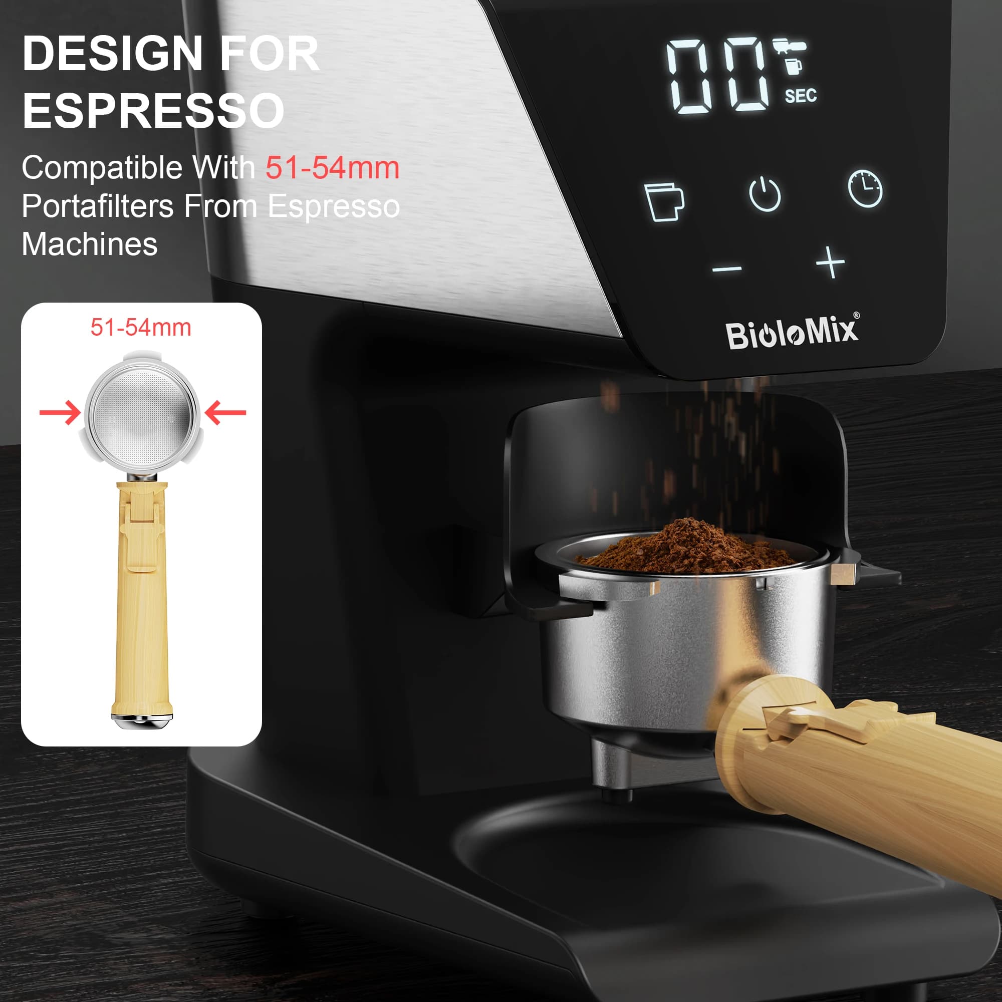 BioloMix-Moulin à café électrique automatique, broyeur à bavures, 30 vitesses pour expresso, café am