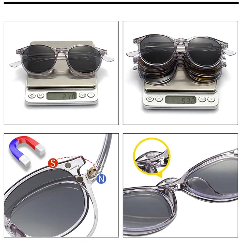 VCKA-Lunettes de soleil pour myopie pour femme, montures transparentes, lunettes polarisées, lunette
