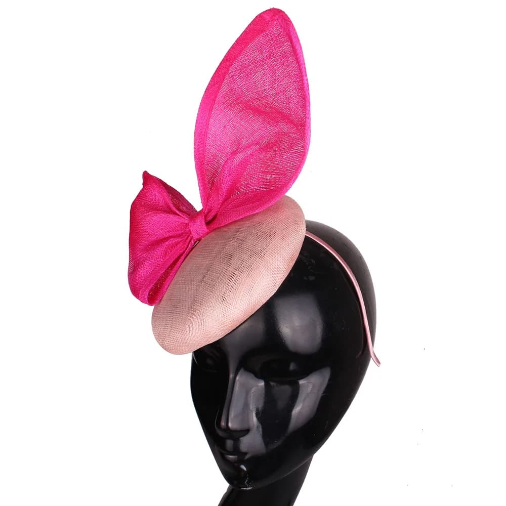 Sinamay Birde Gatineau Inery Cap, 4 couches de lin, nœud de mariage, chapeau Fascinator avec bandeau