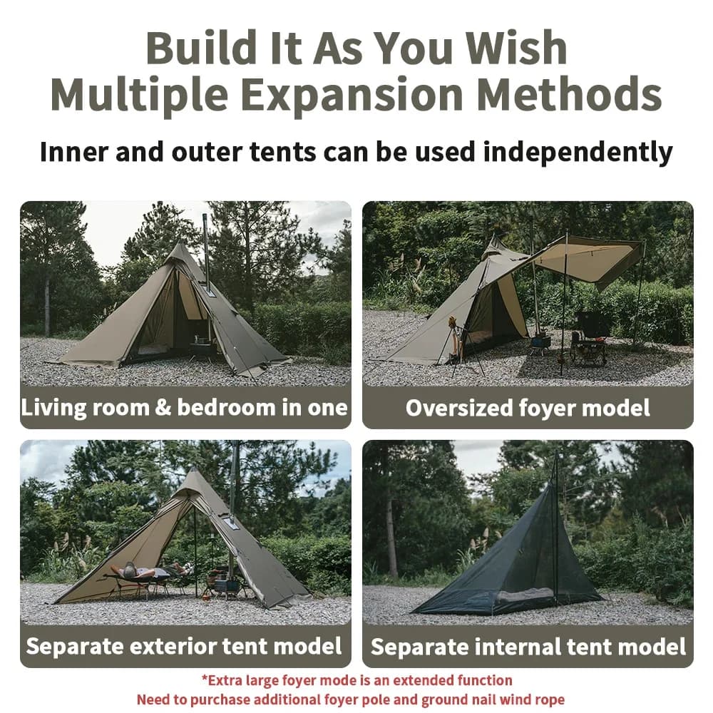 Natureifa-Tente Pyramidale Portable et Étanche pour Camping en Plein Air et Pique-Nique, Tipi de Ran