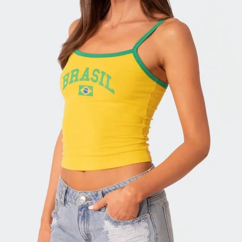 Camisole jaune de montagne esthétique Y2K, vêtements gothiques vintage, corset punk grunge pour femm