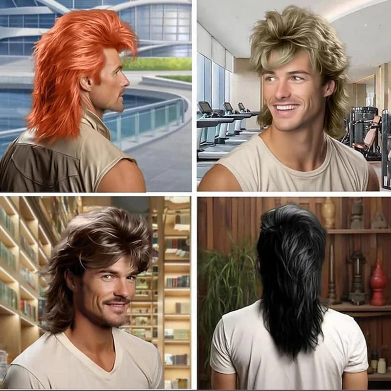 HAIRJOY – perruques synthétiques mulet pour hommes, perruques synthétiques de fête costumée des anné
