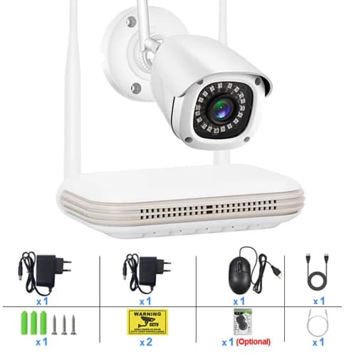 Kit NVR caméra WiFi Gadinan 3MP, grand angle 2,8 mm, détection faciale IA, système de vidéosurveilla