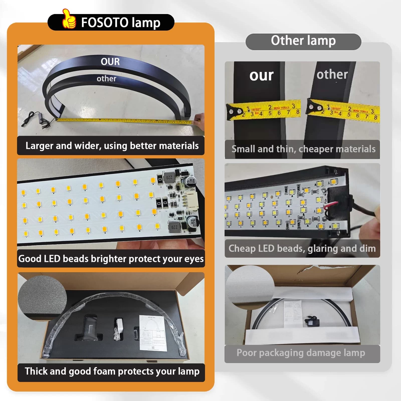 Fusitu 45W arc Table lampe à ongles diamant blanc LED demi-lune en forme de lumière kit de soins des