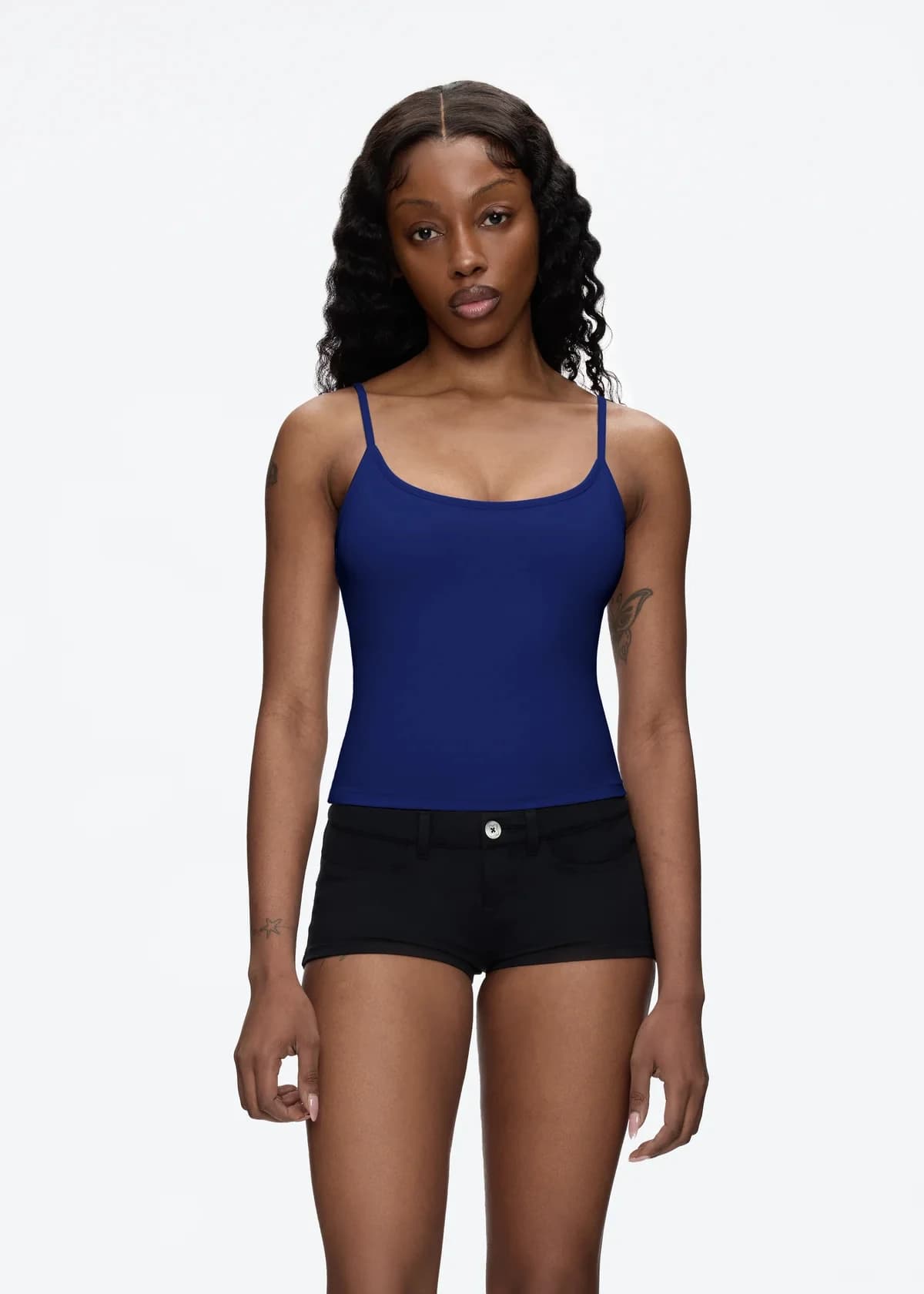 Débardeur moulant sexy bleu foncé pour femme, idéal pour le sport et les activités de plein air