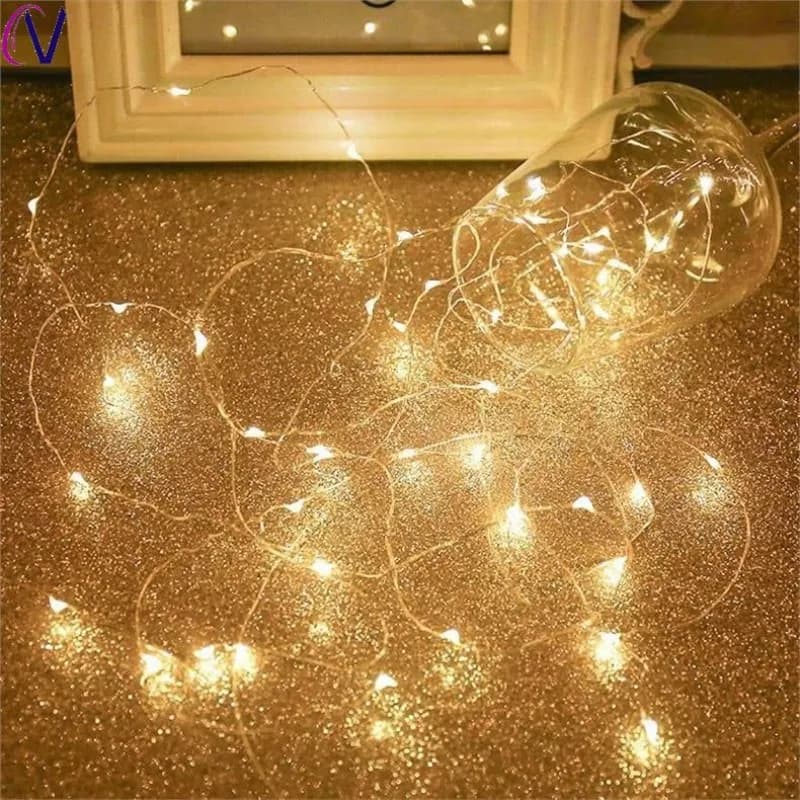 Guirlande lumineuse LED USB de 30 mètres, fil de cuivre et d'argent, guirlande lumineuse féerique ét