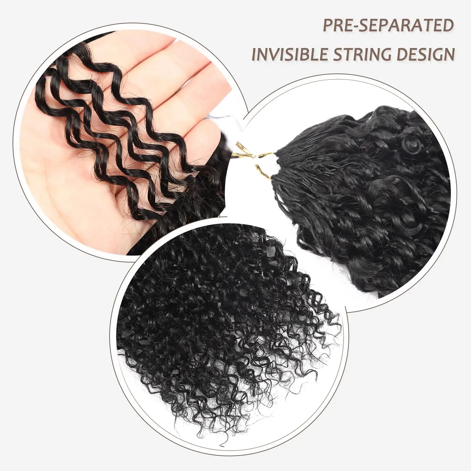Cheveux humains bouclés birmans pré-bouclés au crochet, 24 pouces, ondulations profondes, pour femme