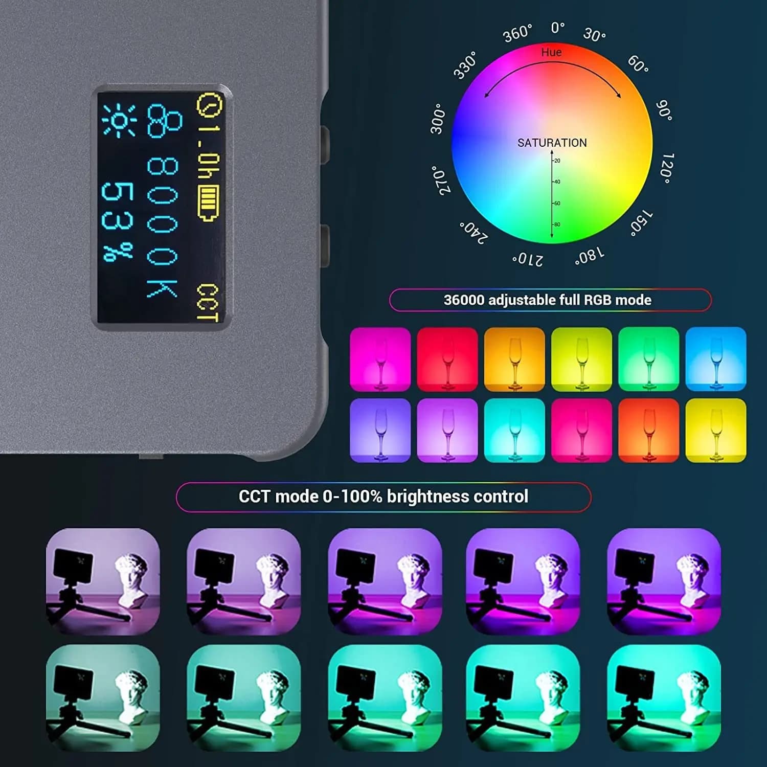 SMALLRIG-Lampe vidéo P96L RGB, éclairage portable pour appareil photo, remplissage de documents comp