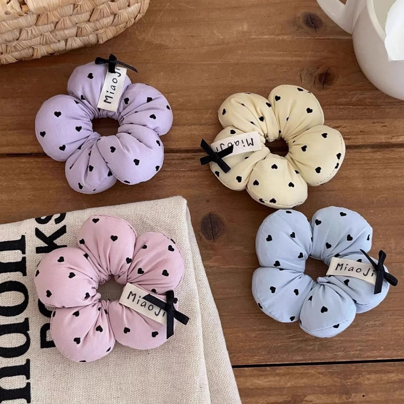 Chouchous pour cheveux en forme de fleur pour enfants, 1 pièce, attaches élastiques imprimées en for