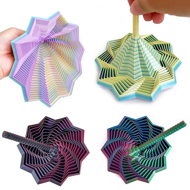 Modèle d'étoile sensorielle élargie, impression 3D, Illusion visuelle, hexagone tourbillonnant, orne