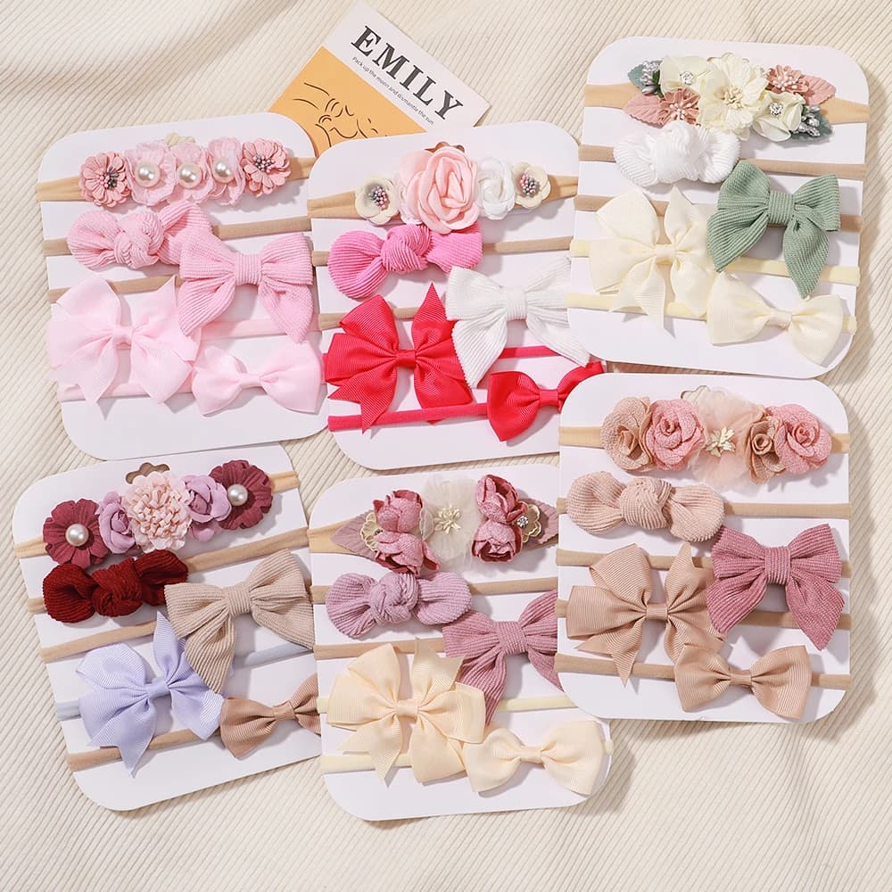 Bande de sauna en nylon élastique pour bébé, nœud en dentelle florale pour nouveau-né, bandes de che