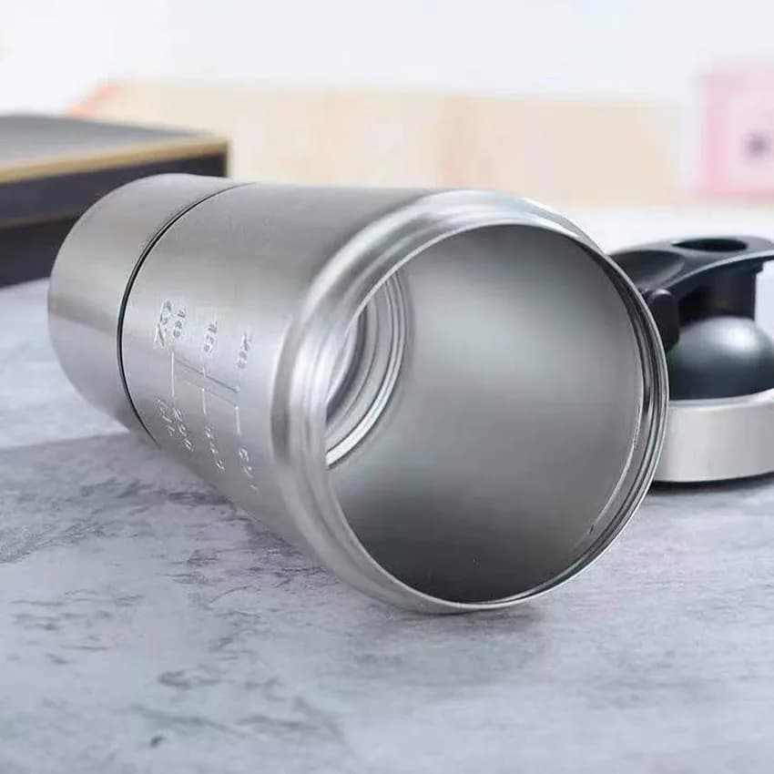 Tasse à secouer à Double Section en acier inoxydable monocouche, avec réservoir de stockage d'échell