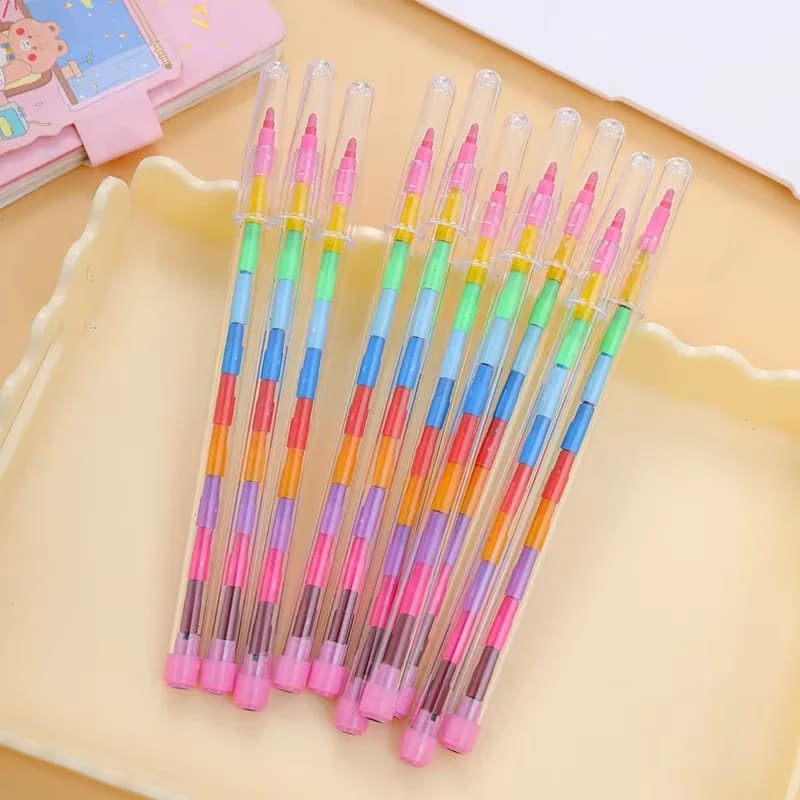 Ensemble de Crayons Graffiti de peinture colorés empilables, fournitures de fête pour enfants, cadea