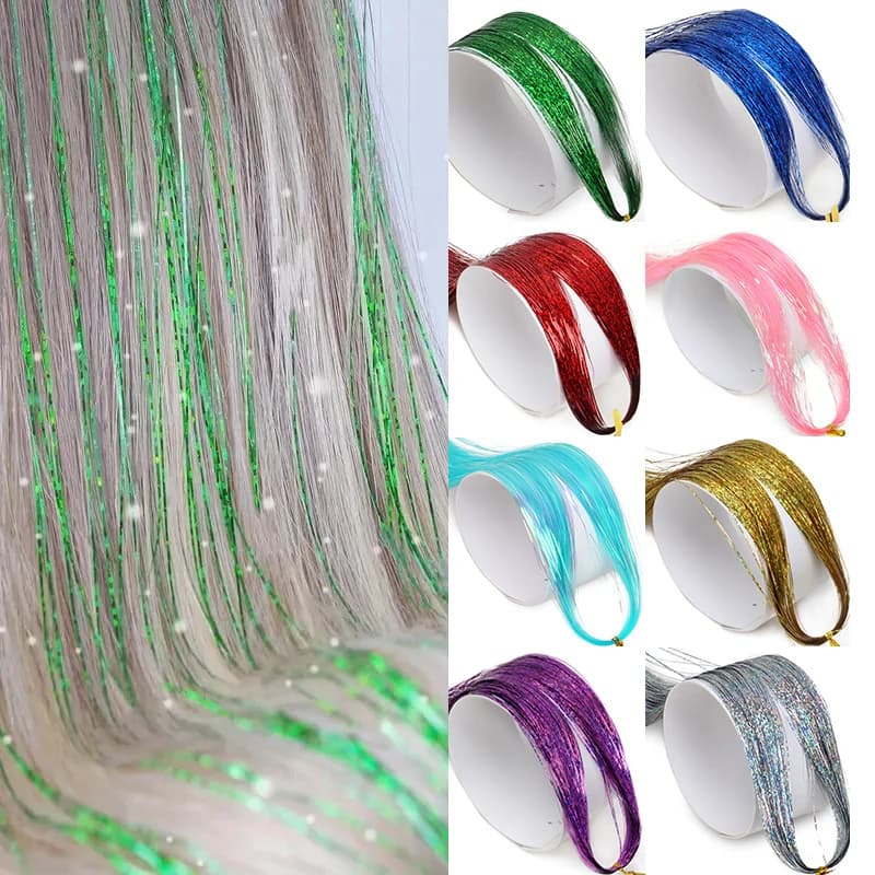 Guirlandes synthétiques scintillantes, brins colorés arc-en-ciel, couvre-chef pour filles, nœuds de 