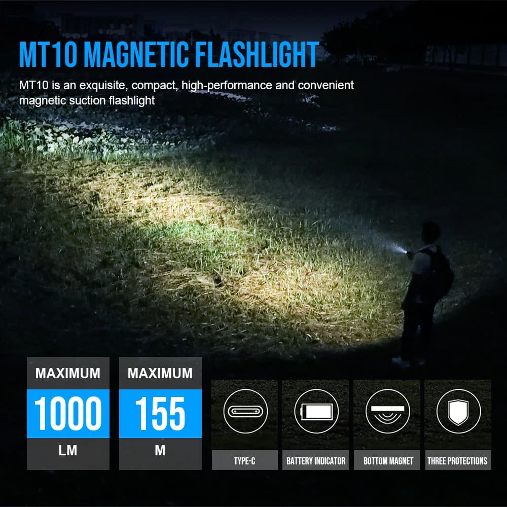 Trustfire MT10 EDC lampe de poche 1000Lumen Portable lampe à LED Rechargeable USB C torche de charge