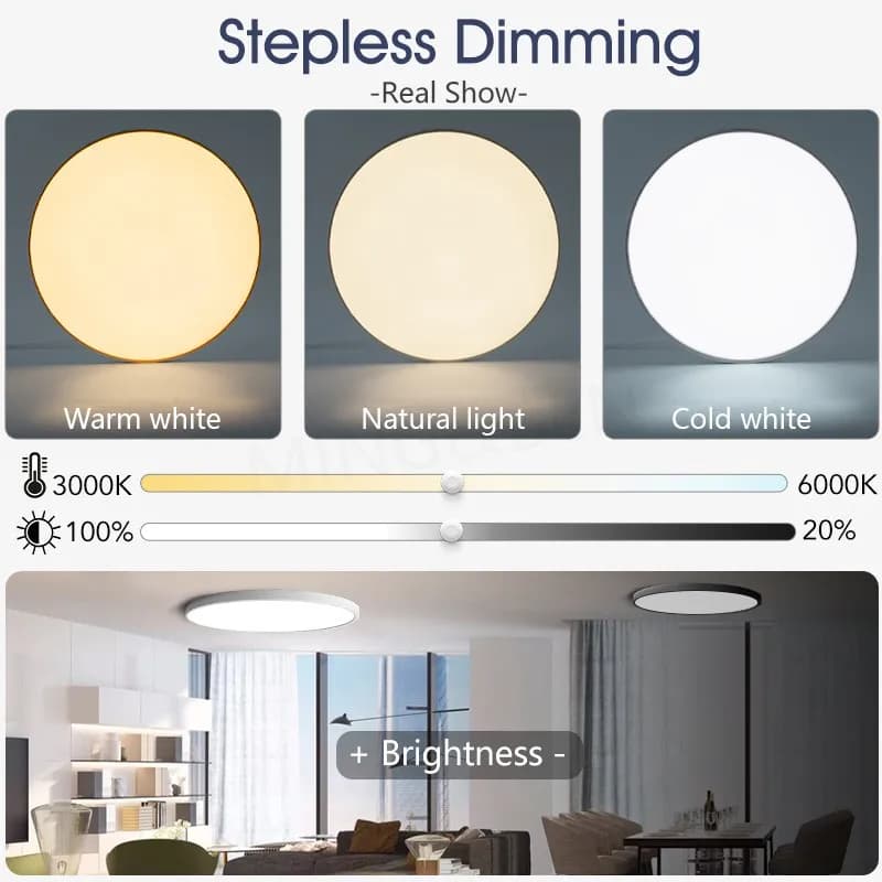 MING & BEN Smart LED plafonniers 18,5 pouces rond moderne LED plafonnier avec APP télécommande régla