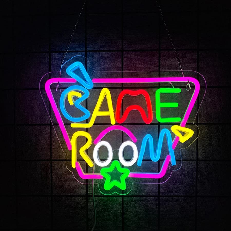 Enseigne au néon Gamer pour décoration murale de chambre, panneaux de jeu au néon LED USB pour chamb