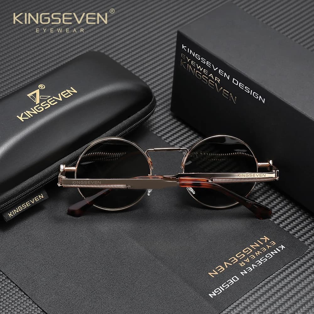 KINGSEVEN lunettes de soleil rondes polarisées hommes rétro Style Vintage femmes Steampunk lunettes 