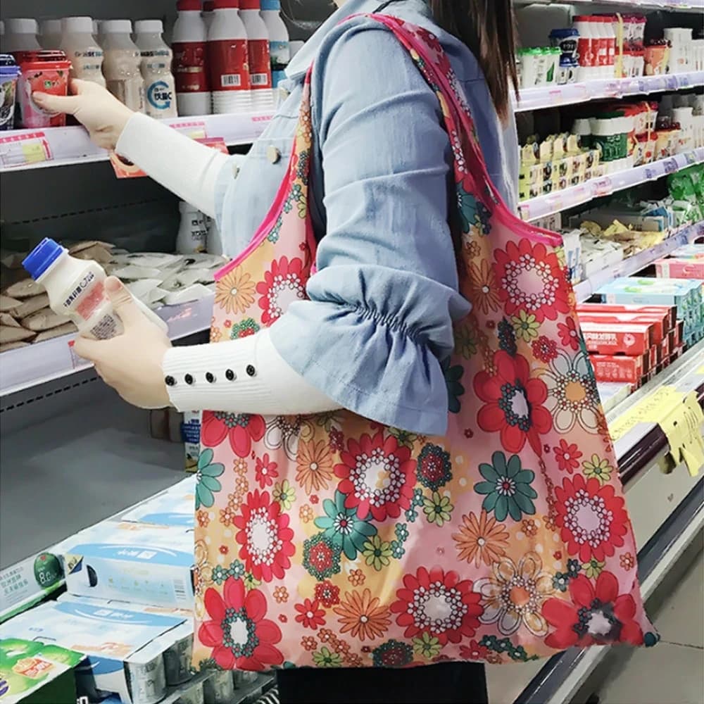 Sacs à provisions pliables grande taille en Nylon épais grand fourre-tout ECO réutilisable Polyester