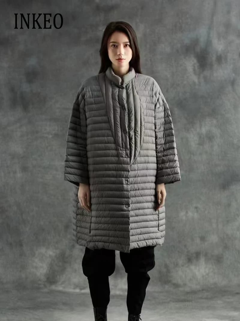 Doudoune longue légère pour femme, manteau en duvet de résines blanches, vêtements respirants noirs,