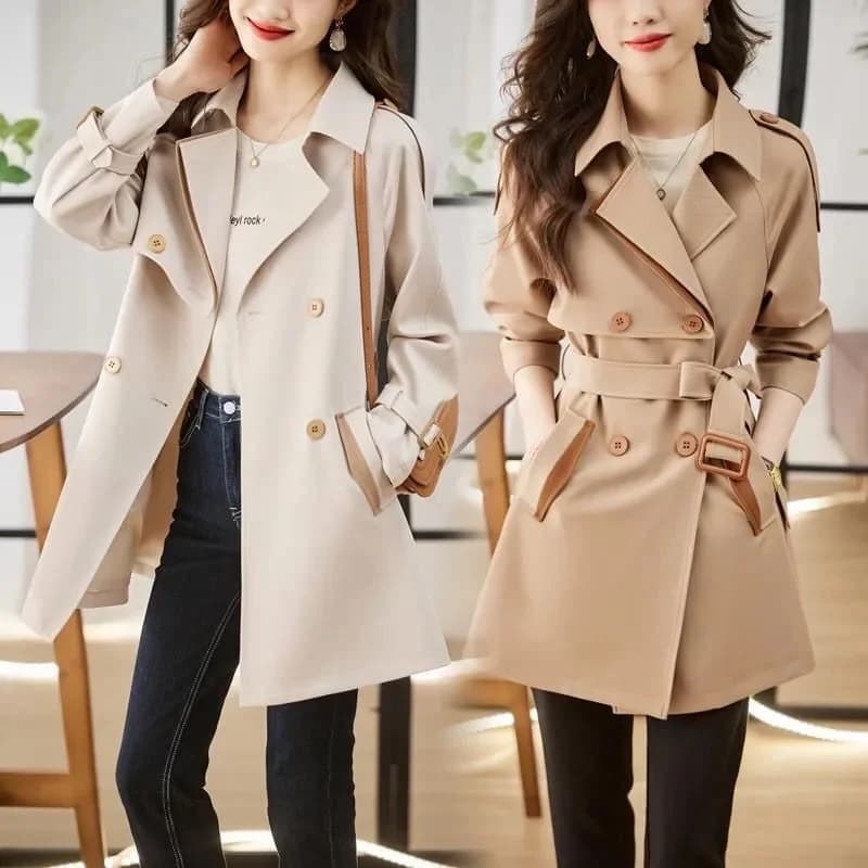 Manteau coupe-vent mi-long pour femme, veste de tempérament amincissante, coupe couvertes, col tremp