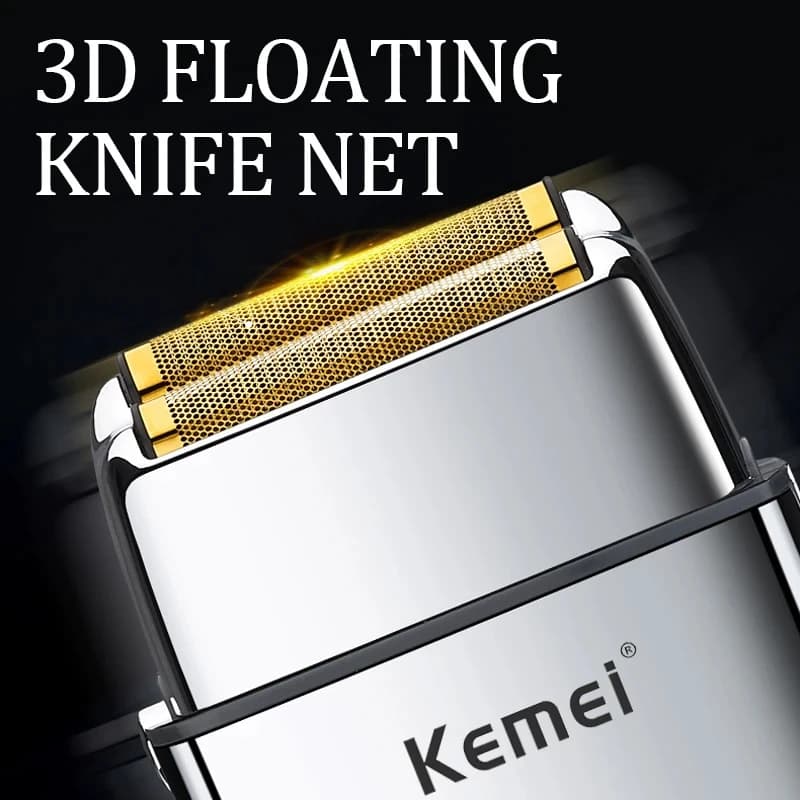 Kemei KM-TX5 Premium batterie rechargeable Type argent rasoir Double filet en alliage d'aluminium ra