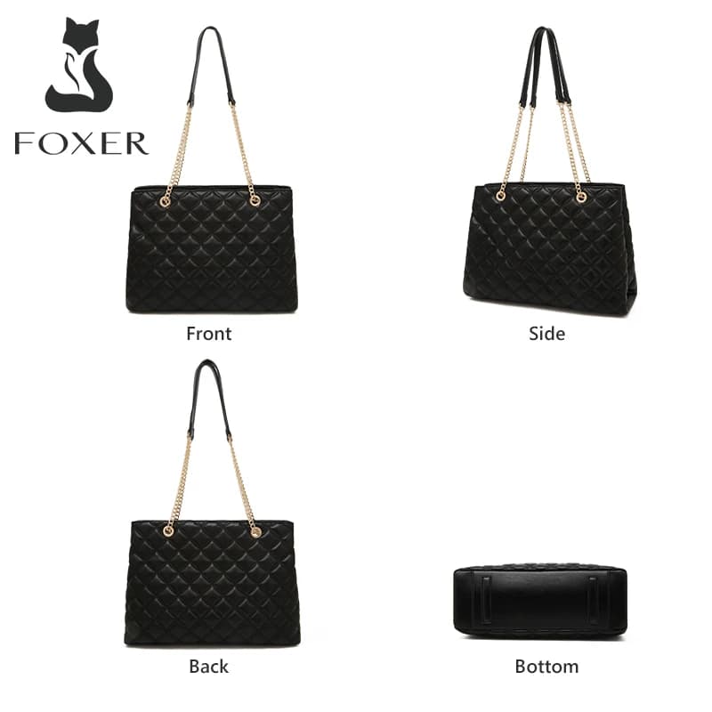 FOXER femmes mode matelassé sac à bandoulière femme classique sous les bras sac Vintage dame Simple 