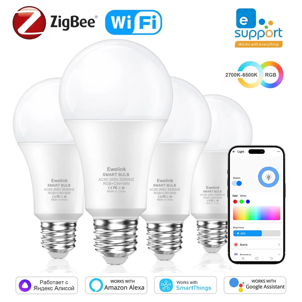 COOLO EWelink WiFi Zigbee ampoule LED intelligente 15W 18W E27 lampe à intensité variable fonctionne
