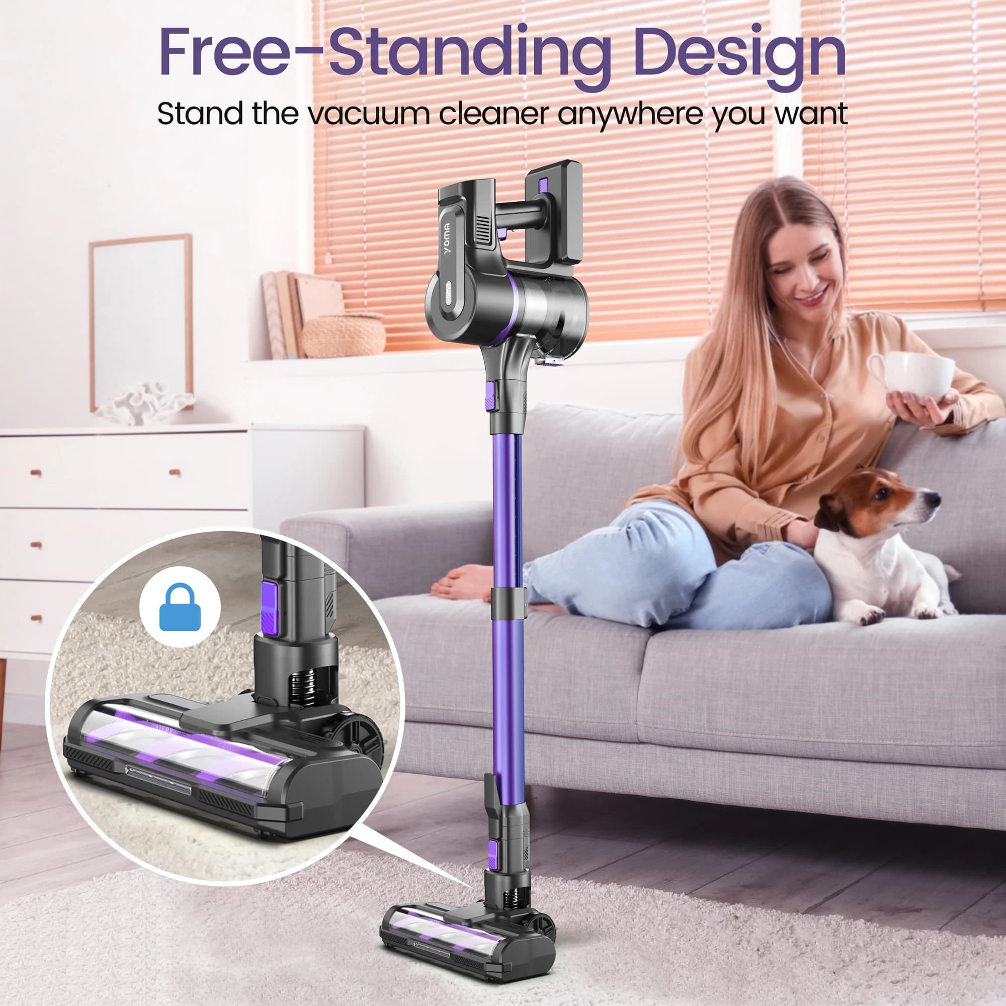 Yoma-Aspirateur sans fil S100, autonomie jusqu'à 45min, aspirateur balai 9 en 1, sol en bois dur, po