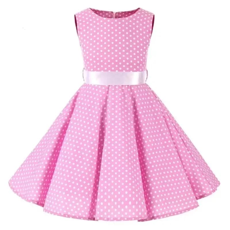 Robe d'été mi-longue en coton pour enfants, Vintage, à pois, motif Floral, pour bébé fille