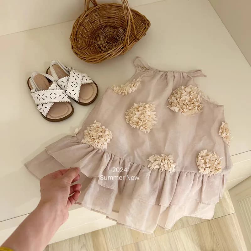 Robe d'été à fleurs tridimensionnelles pour filles, vêtements doux pour enfants