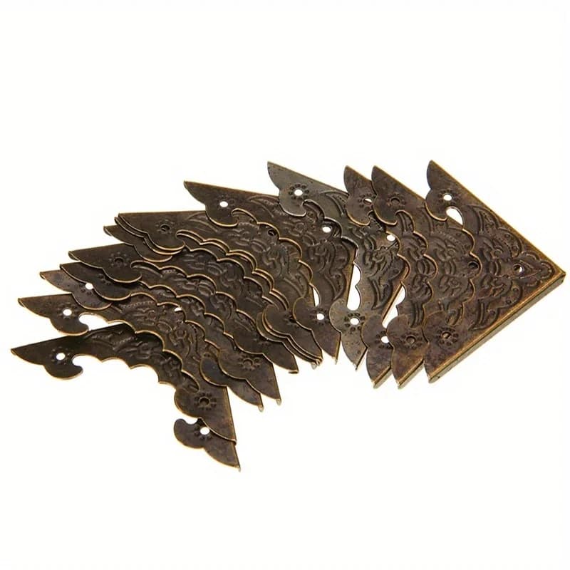 Boîte à bijoux Antique, pied d'angle, caisse en bois, protecteur d'angle, motif de fleur en Bronze, 