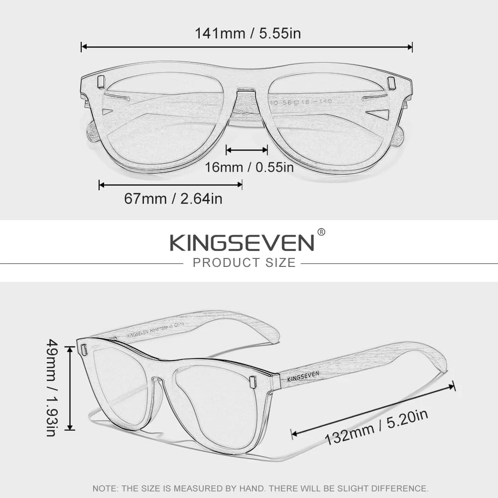 KINGSEVEN Lunettes de soleil en bois polarisées pour hommes et femmes, verres de mode UV400, pour la