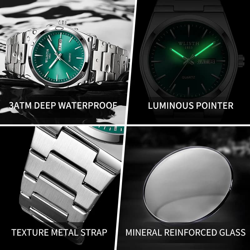 WLISTH luxe hommes montre étanche mode affaires montre en acier inoxydable montre pour homme montres