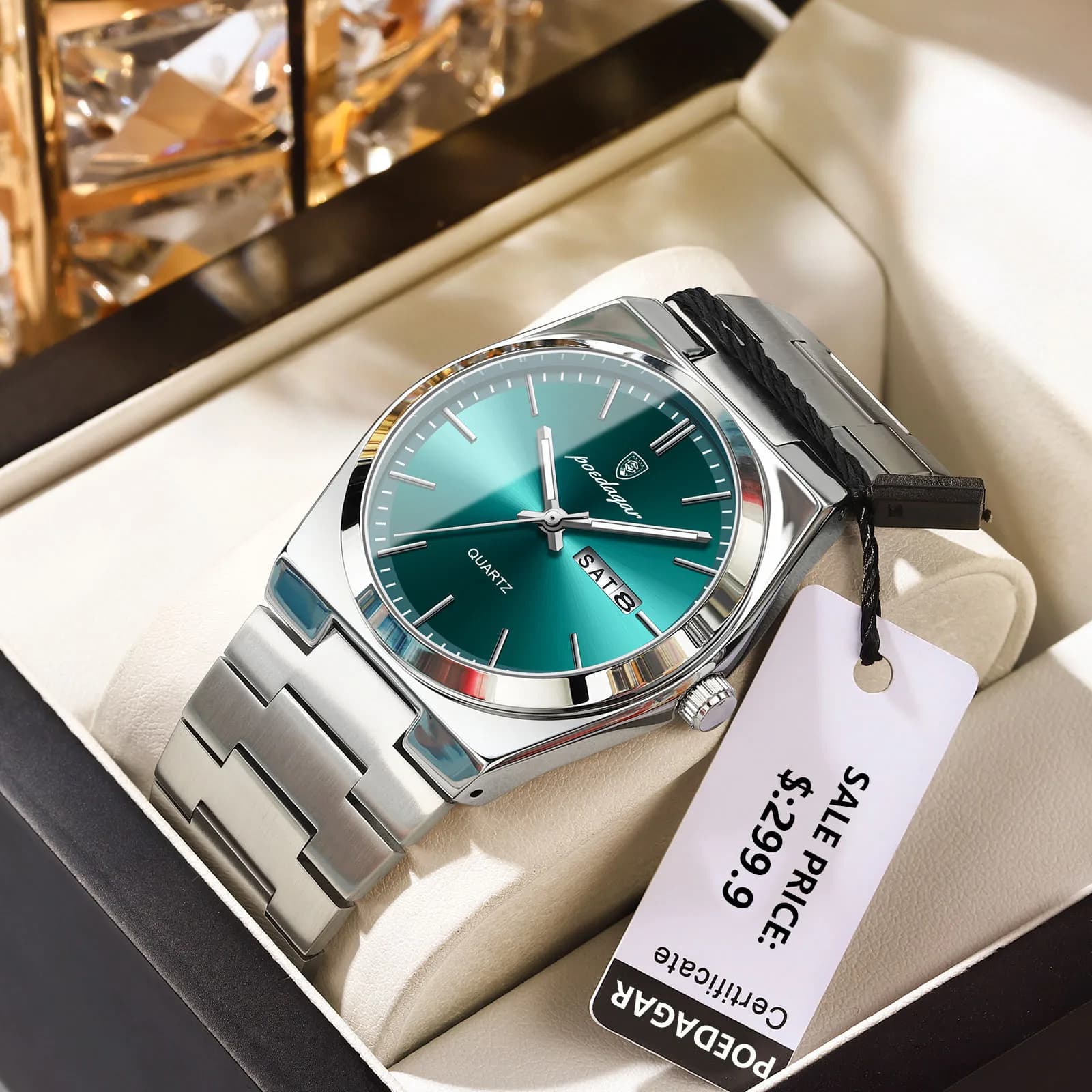 POEDAGAR montres pour hommes de luxe étanche lumineux Date semaine hommes montre en acier inoxydable