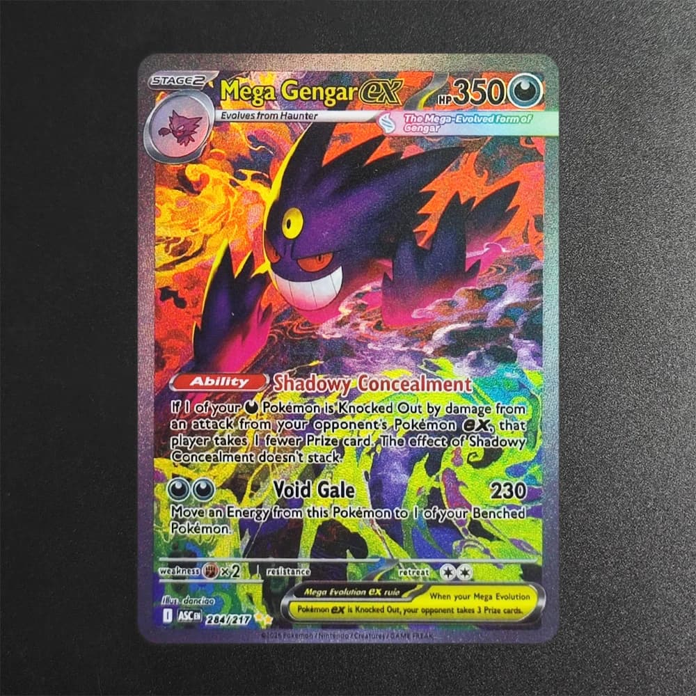Carte Pokémon Proxy 2025 EN MEGA Gengar EX ASC 284-217 SAR Super Rare, Carte de Collection Unique, C