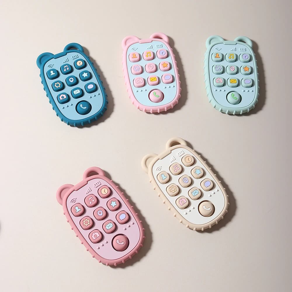 Anneau de dentition en Silicone en forme de téléphone portable pour bébé, jouet éducatif sensoriel p