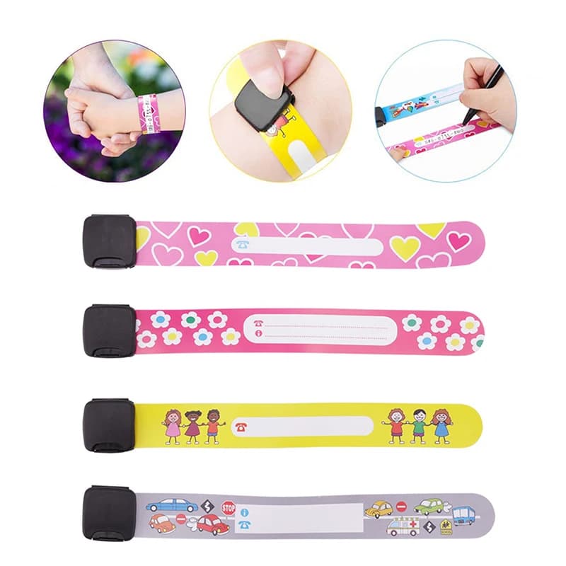 Bracelet de sécurité pour enfants, 4 pièces, pour activités de plein air, réutilisable, réglable, av
