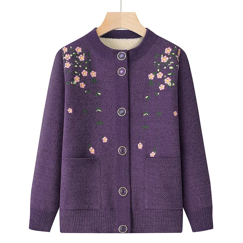 Vêtements d'hiver à manches longues pour femmes, XL-6XL d'âge moyen, cardigan respirant, pull pour f