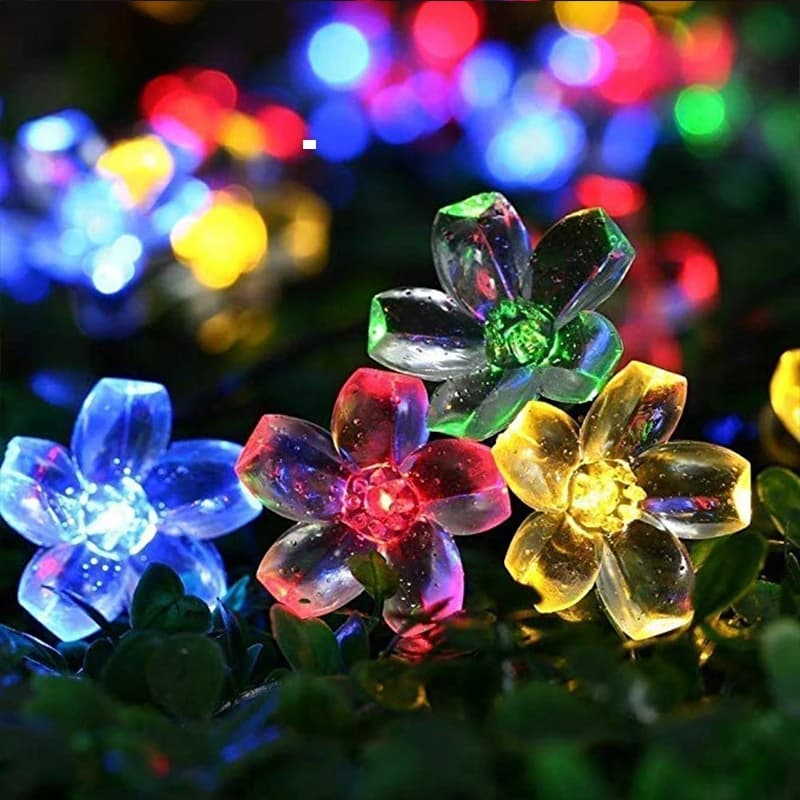 Guirlande solaire d'extérieur étanche à 20led, 5M, 8 modes, fonctionne à piles, fleur de cerisier, d