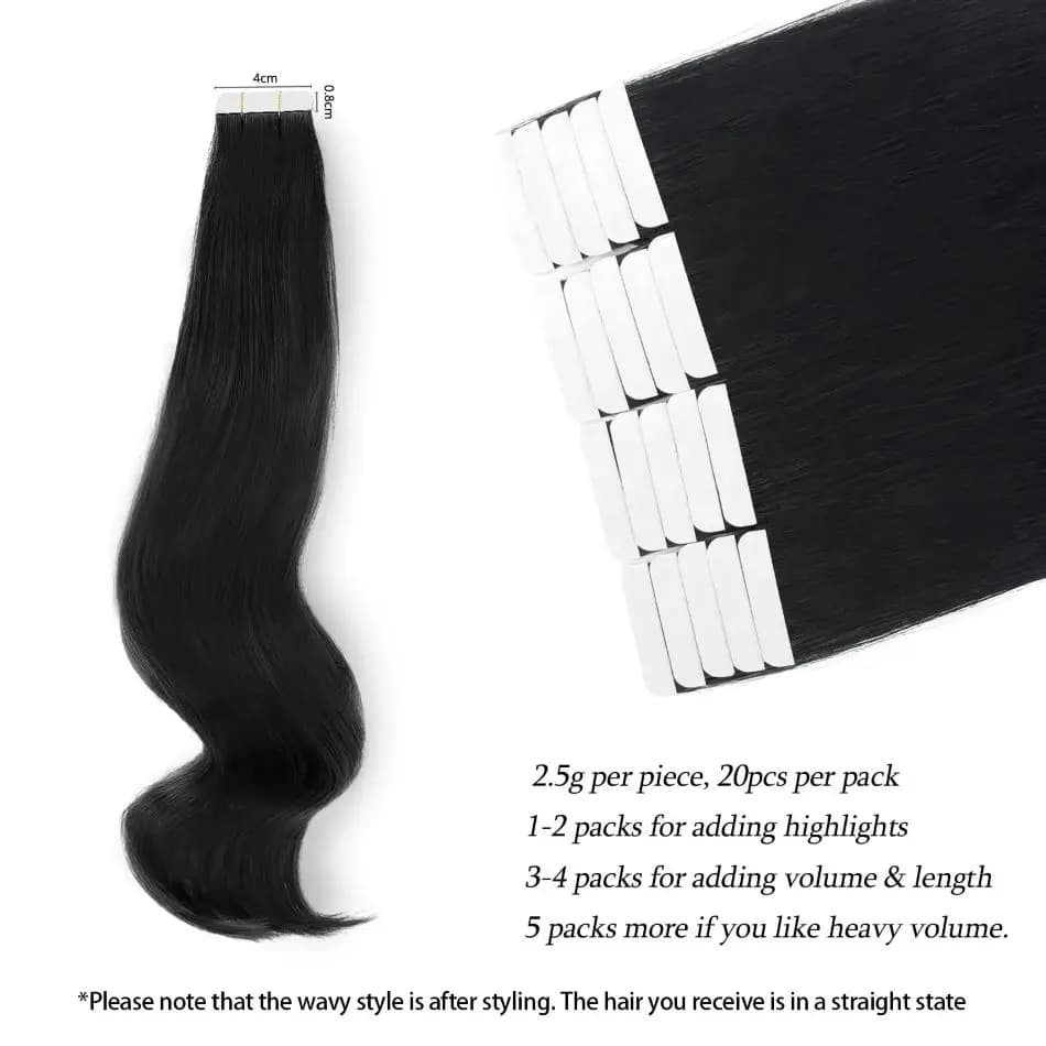 Tape in Hair Extensions Natural Human Hair Brazilian Origina Hair 100% Real Human Hair Extensions 20