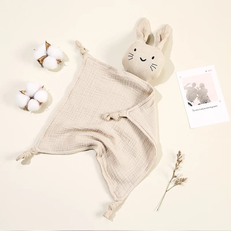 Couverture confortable en mousseline de coton pour bébé, poupée de chat mignon pour nourrissons, ser
