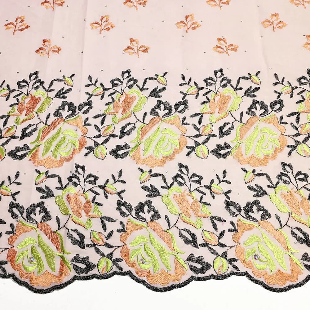 Tissu africain en dentelle de coton brodé, Voile suisse nigérian, 5Yards, couture pour robe de soiré