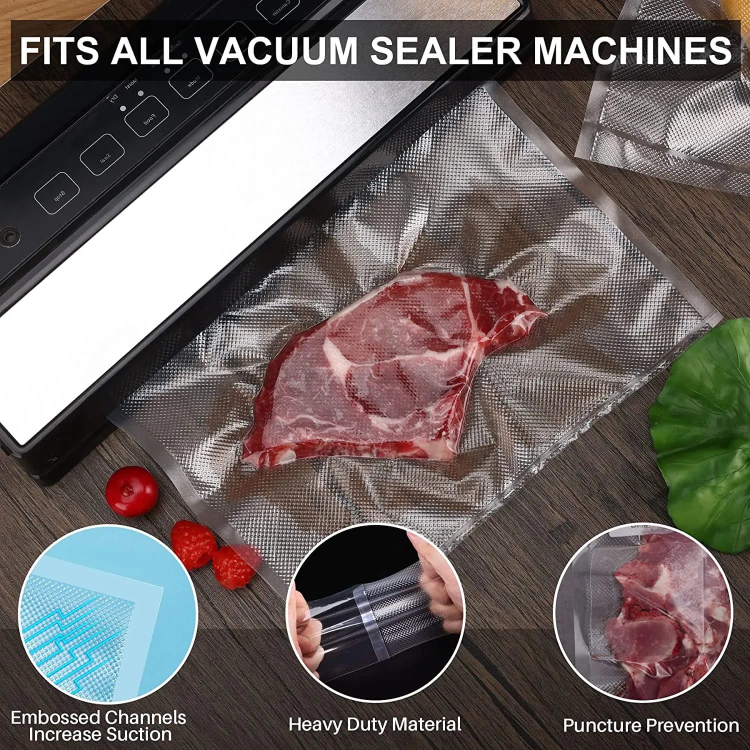Sac de rangement en plastique pour scelleuse sous vide, 100 pièces/lot, pour machine à sceller sous 